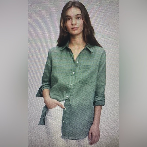 Gap linen boyfriend, shirt, sagebrush green size XXL, NWT - Picture 1 of 5
